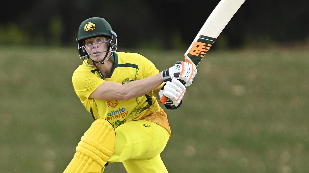 TOWNSVILLE, AUSTRALIA - AUGUST 31: Steve Smith of Australia bats during game two of the One Day International series between Australia and Zimbabwe at Riverway Stadium on August 31, 2022 in Townsville, Australia. (Photo by Ian Hitchcock/Getty Images)