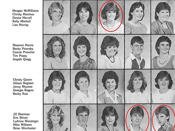 Denise Merrell, Mike Williams and Brian Winchester were all high school friends. Picture: Supplied