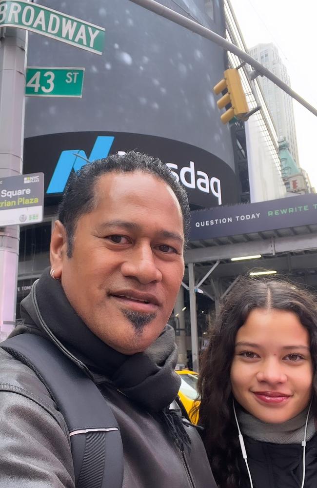 Catherine is the daughter of actor Jay Laga’aia, with the pair visiting New York last year.