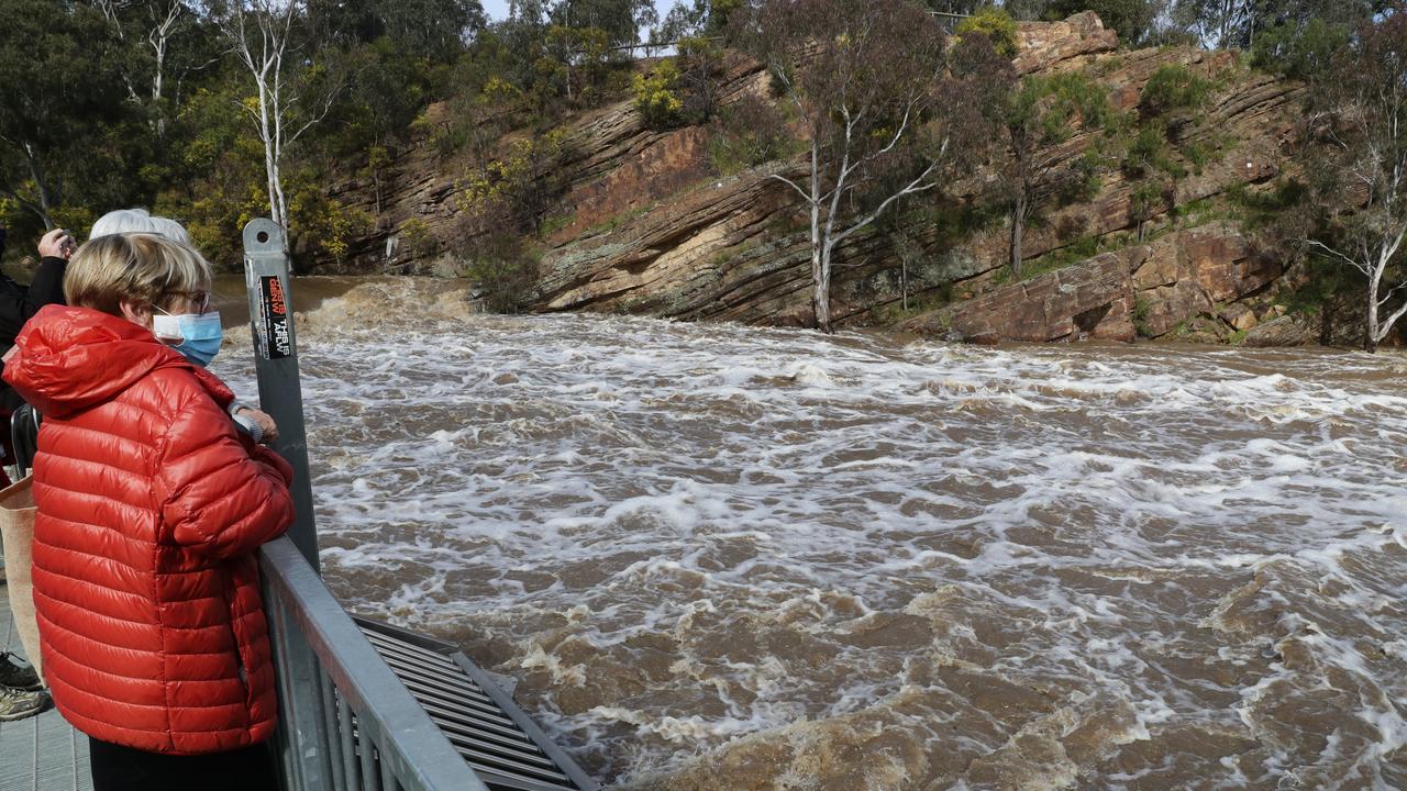 A fast running Yarra River at Dight falls after a couple of days of heavy rain in August. Picture: David Crosling