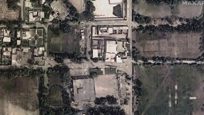 This satellite image provided by Maxar Technologies shows Muridke Pakistan after strikes on Wednesday. Picture: Maxar Technologies via AP.