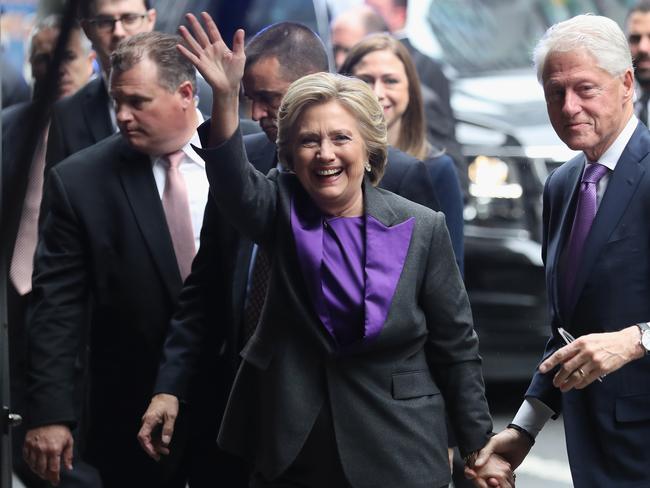 Hillary and Bill Clinton arrive to the New Yorker Hotel where she addressed supporters. Picture: AFP