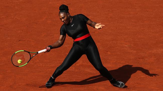 Serena Williams plays a forehand during her ladies singles first round match against Kristyna Pliskova of Czech Republic during day three of the 2018 French Open.                        <a class="capi-image" capiId="ff55b28b90e3ae4cc07b73a05e3d3601"></a>