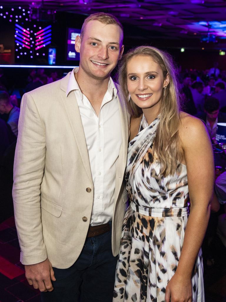 Mitchell Wren and Khloe Fanning of Highfields Builder at the Downs and Western Housing and Construction Awards at Rumours International, Friday, July 22, 2022. Picture: Kevin Farmer