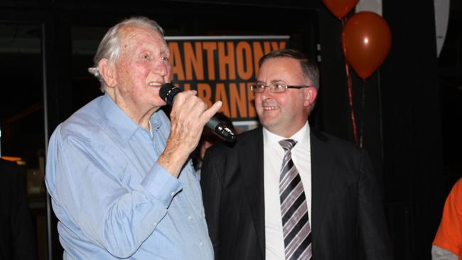 Labor legend and Balmain resident Tom Uren with Grayndler Federal Labor MP Anthony Albanese. Picture: Supplied