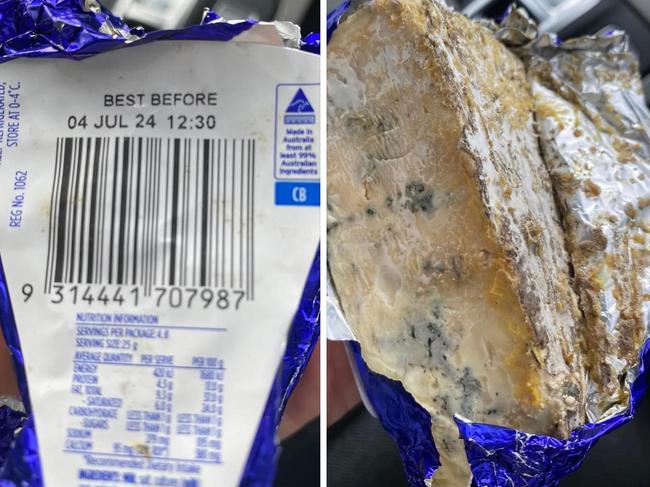 A package of blue cheese allegedly sold past its best before date has stirred up an online debate about food labelling.