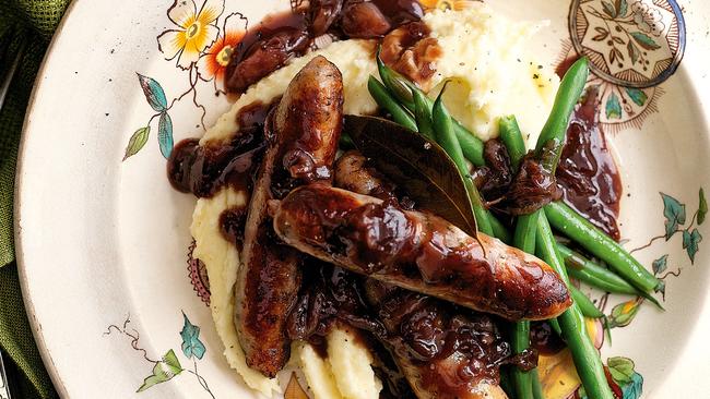 Sausages with eschalot gravy. Picture: Supplied