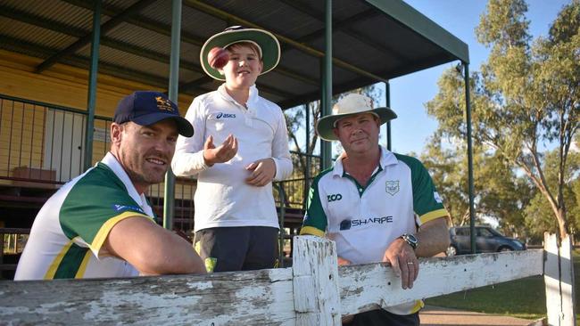 HAPPY CHAPS: President Scott Hilton, Cooper Langton and Junior President Darryl Langton are looking forward to their new fence. Picture: JAMES LIVERIS