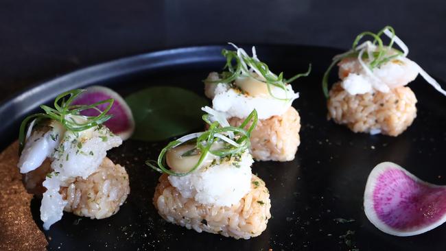 Bug tempura sushi at IKU in Burleigh. Photograph: Jason O'Brien