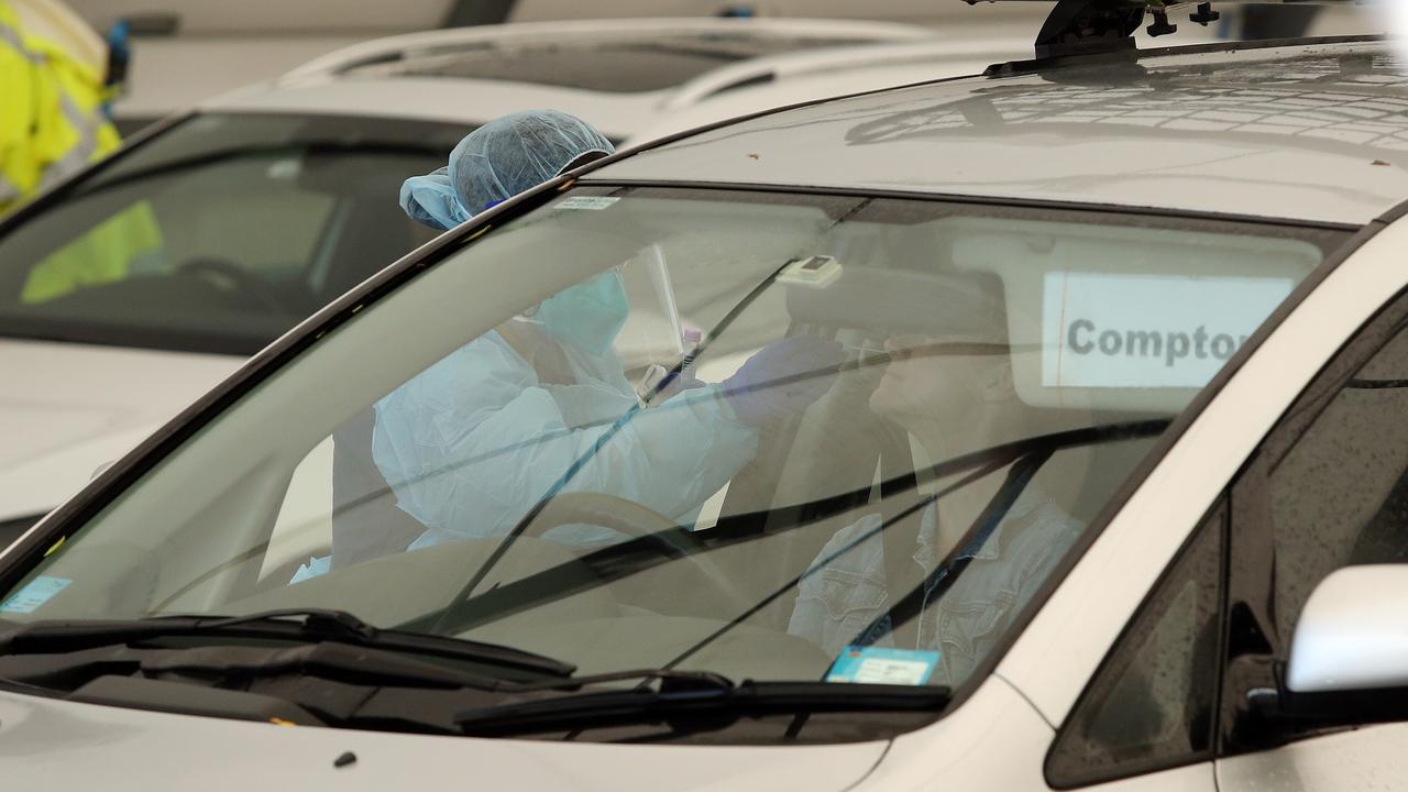 The man was waiting to be tested at a drive-through clinic in Maitland. Picture: Tim Hunter.