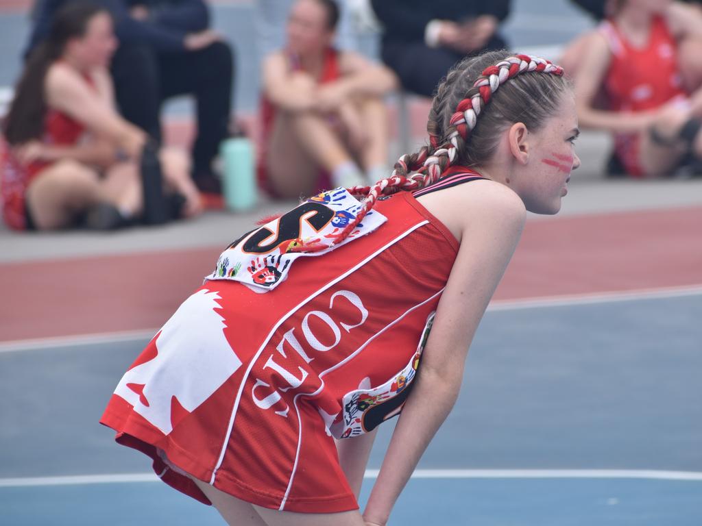 On court at the Cap Coast Junior Netball Carnival at the Barmaryee Multi Sports Precinct, Yeppoon, on August 11, 2024. Photo: Pam McKay