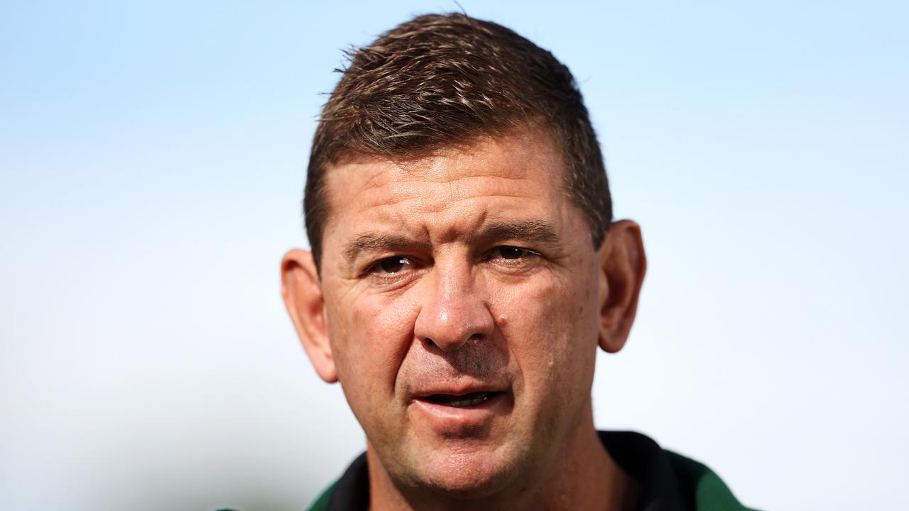 Rabbitohs Jason Demetriou was confused by the call. (Photo by Mark Kolbe/Getty Images)