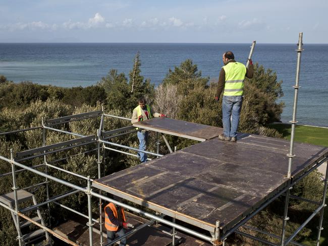 A key moment for Australia and for Turkey ... work has started at the dawn service site on the Gallipoli peninsula. Picture: Ella Pellegrini