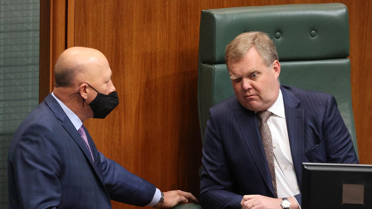 Peter Dutton and Tony Smith during Question Time. Picture: NCA NewsWire / Gary Ramage