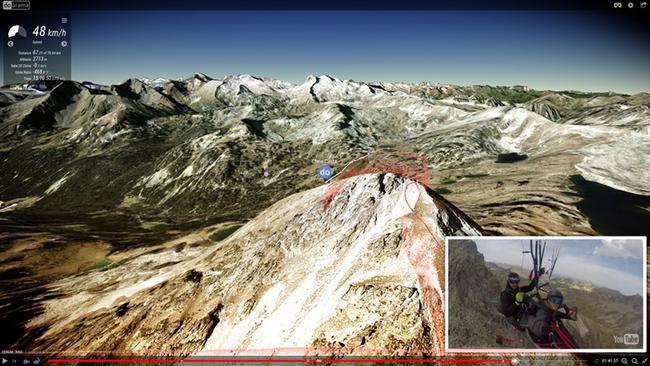 Data61s Doarama plays back extreme sports events in real time, matching video footage with a player's location in virtual terrain