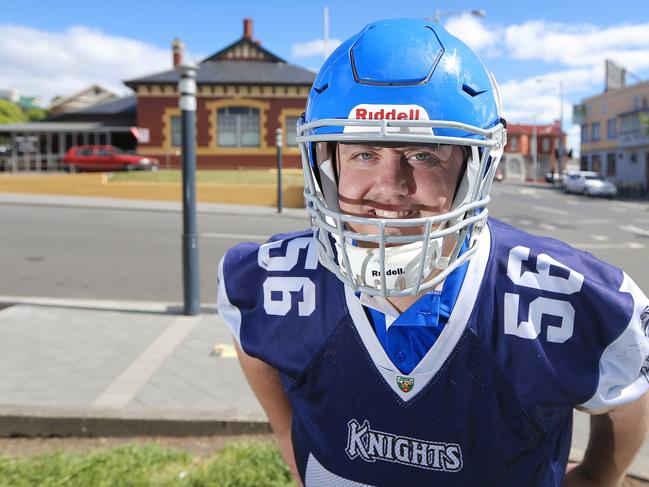 Glenn Nelson will line up for the Knights Gridiron team this season Picture: LUKE BOWDEN