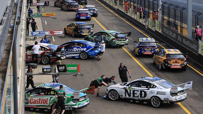 Officials will be forced to reorder pit-lanes at Sydney Motorsport Park, with the Victorian Supercars teams likely to be quarantined. Picture: Getty Images