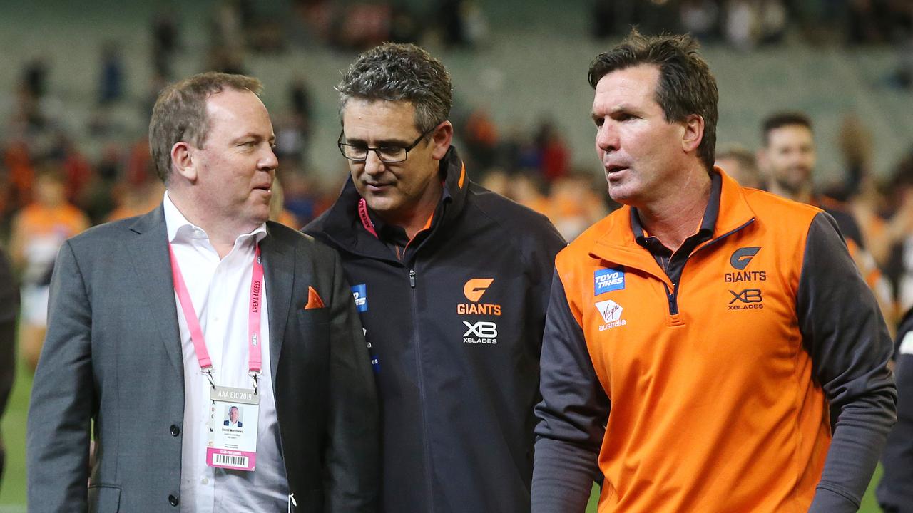 GWS footy boss Wayne Campbell (right) has left the club
