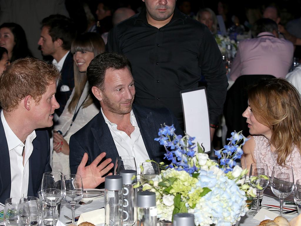 Mr and Mrs Horner dining with Prince Harry. (Photo by Chris Jackson/Getty Images for Royal Salute)