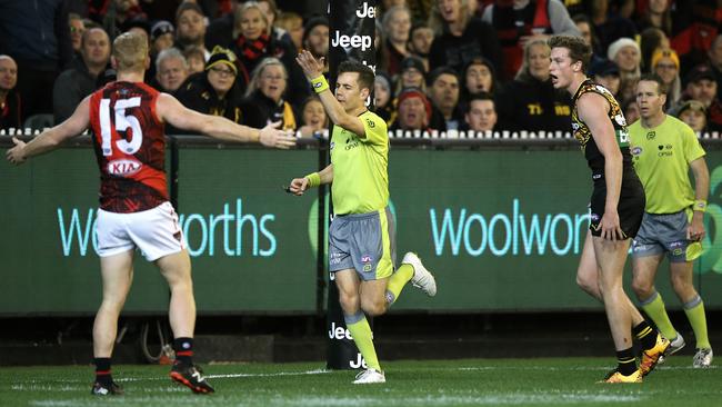 Jayden Short gave away a free kick. Picture: Wayne Ludbey