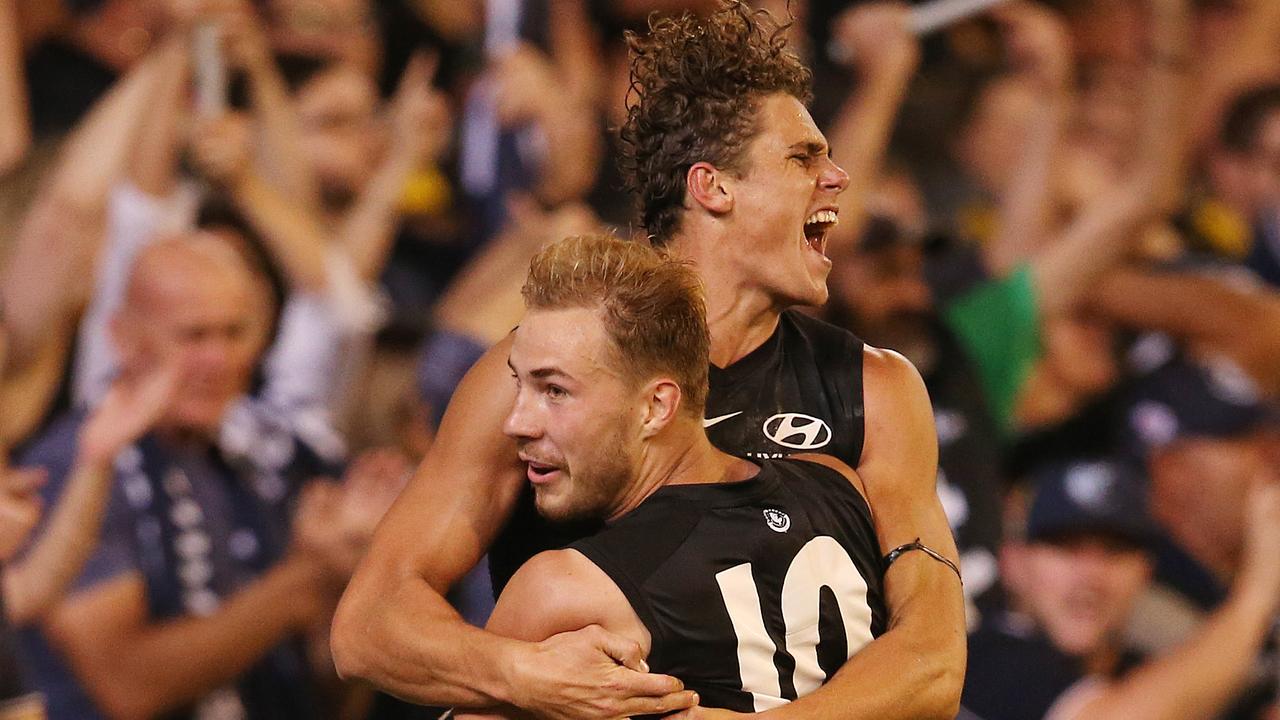 Charlie Curnow and Harry McKay have still only played 28 games together. Picture: Michael Klein