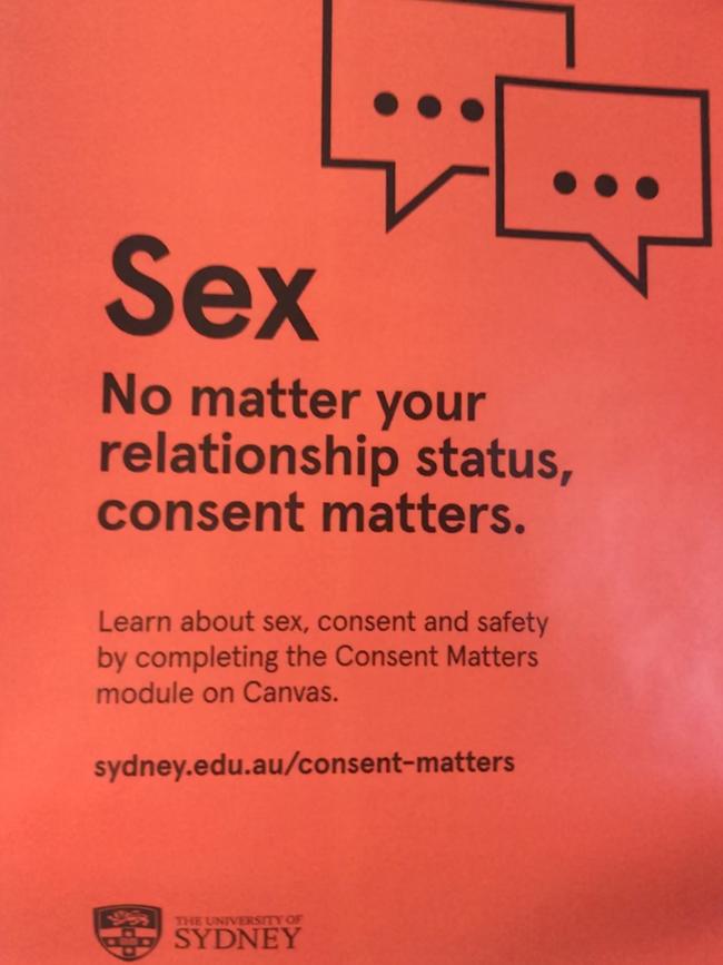 The University of Sydney is plastered with bright red posters urging students to complete their mandatory sex course if they want to graduate.