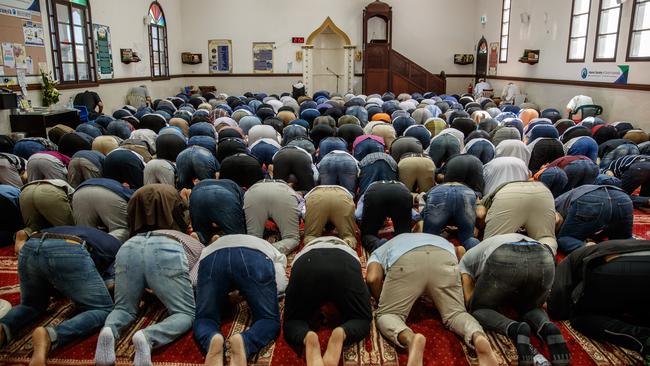 Friday prayer at the Masjid Omar Bin Alkhattab in Marion. Picture MATT TURNER.