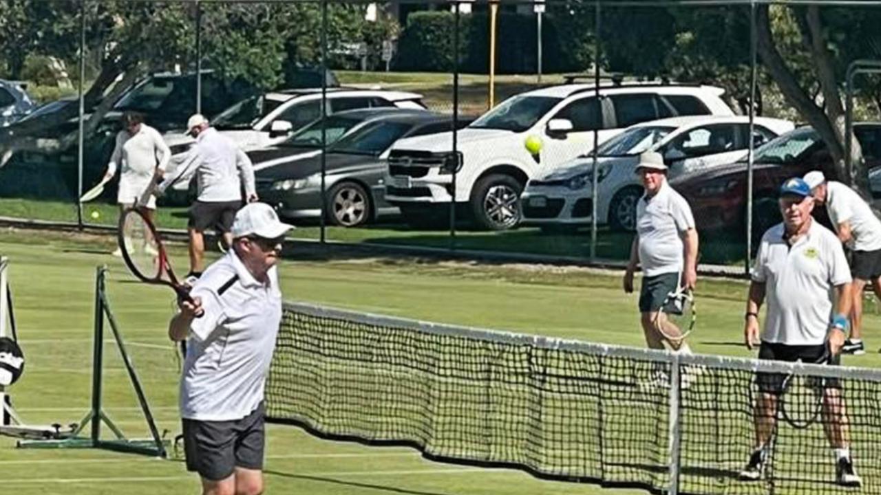 Prime Minister Anthony Albanese was photographed playing tennis at the Cottesloe Tennis Club on Saturday, the day after the firebombing. Picture: Supplied