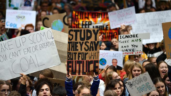 Students protest over climate change in Sydney on March.