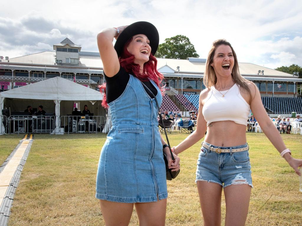 Isabelle Goulding (left) with Lauren Wilson. Meatstock - Music, Barbecue and Camping Festival at Toowoomba Showgrounds.Friday March 8, 2024 Picture: Bev Lacey