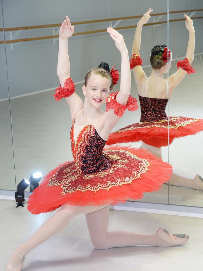 Bianca Harvey in her ballet get up at Flashdance performing arts school Sunbury.