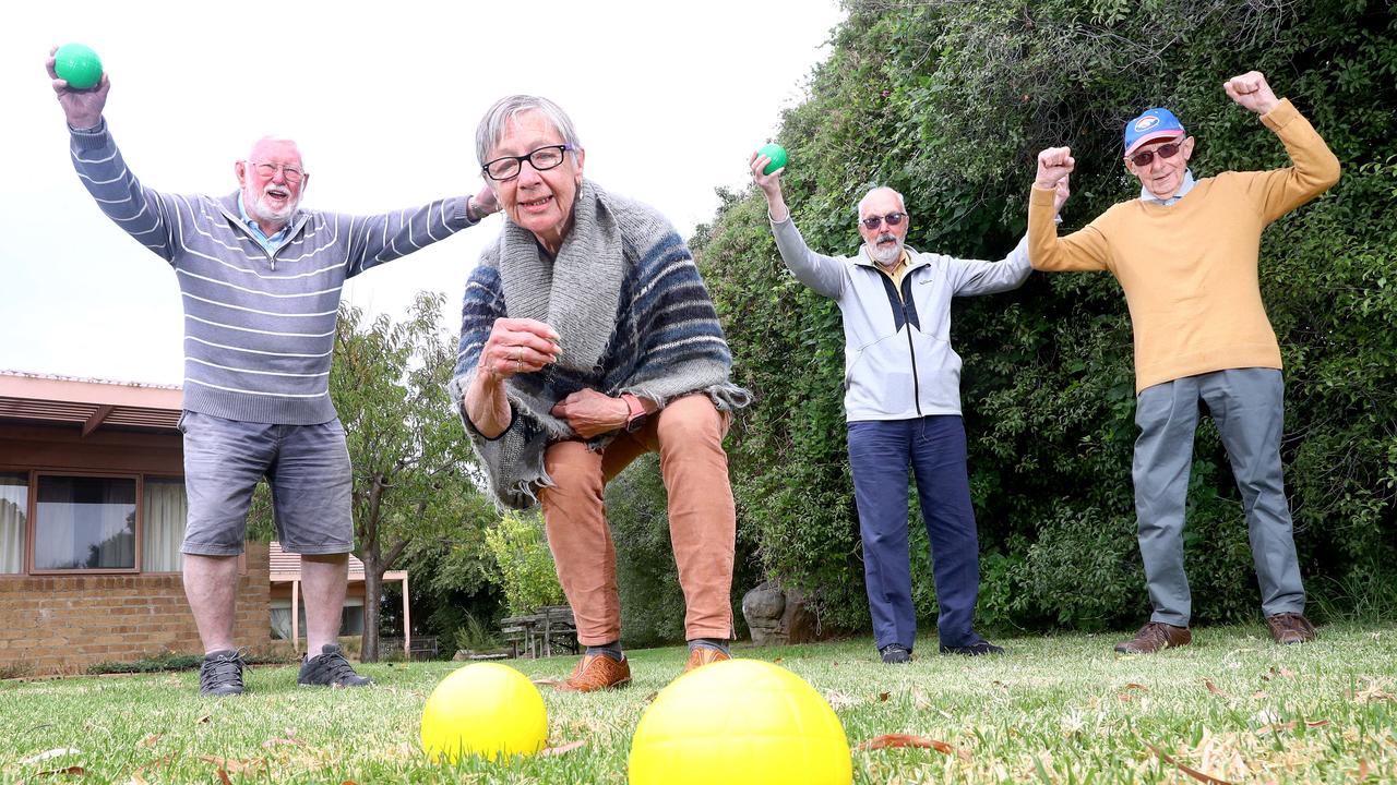 Grovedale, Barwon Heads, Ocean Grove and Queenscliff are high on the list for life expectancy. Elderly participants of the Bellarine Community Health Social Support Program from left: John Dowling, Cass Perry, Ian Little and Norm Wild playing bocce to stay active. Picture: Glenn Ferguson