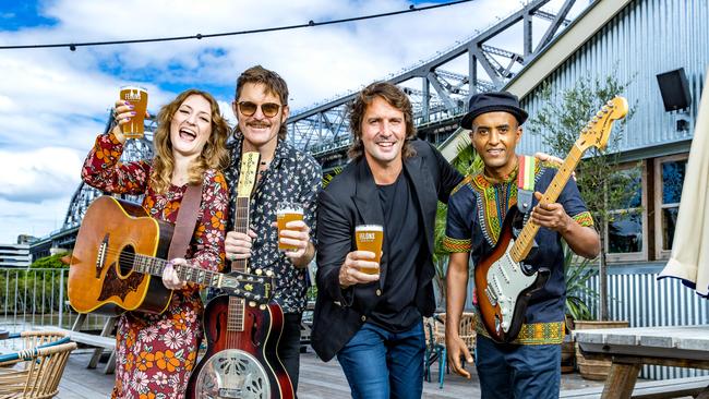 Dana Gehrman, Danny Widdicombe, HSW Felons Founder Adam Flaskas and Yossa Haile are gearing up for live music to return to Howard Smith Wharves. Picture: Richard Walker