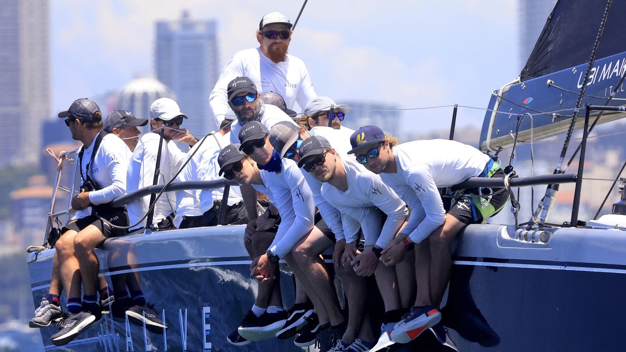 The crew on the former Sydney to Hobart overall winner Alive. Pic: Mark Evans/Getty