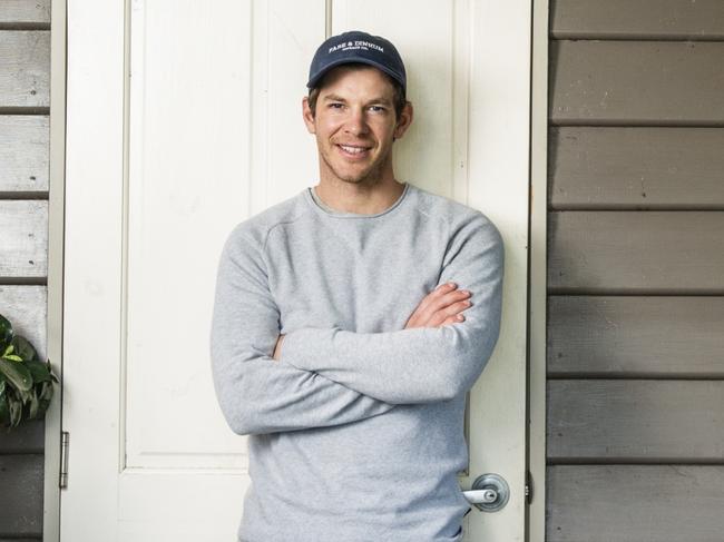 EMBARGO FOR TWAM 16 MAY 2020 FEE APPLIESTim Paine Pic : Chris Crerar Australian cricket captain Tim Paine in his garden at home in South Hobart.