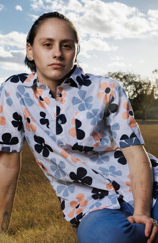 Seventeen year old Bella Irvine who has endured a severe battle with mental health while living in the regional Queensland town of Kingaroy. Picture Lachie Millard