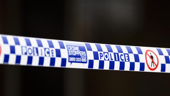 Generic police tape at a crime scene with Crime Stoppers number, qps, queensland police service, Sunday, March 23, 2025. Picture: Kevin Farmer