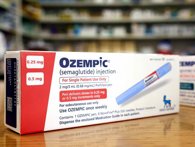 LOS ANGELES, CALIFORNIA - APRIL 17: In this photo illustration, boxes of the diabetes drug Ozempic rest on a pharmacy counter on April 17, 2023 in Los Angeles, California. Ozempic was originally approved by the FDA to treat people with Type 2 diabetes- who risk serious health consequences without medication. In recent months, there has been a spike in demand for Ozempic, or semaglutide, due to its weight loss benefits, which has led to shortages. Some doctors prescribe Ozempic off-label to treat obesity. (Photo illustration by Mario Tama/Getty Images) (Photo by MARIO TAMA / GETTY IMAGES NORTH AMERICA / Getty Images via AFP)