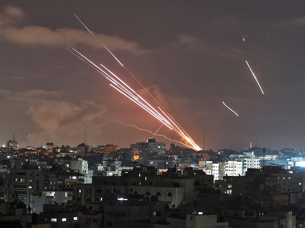 Rockets are launched towards Israel from Gaza City. Picture: Mahmud Hams/AFP