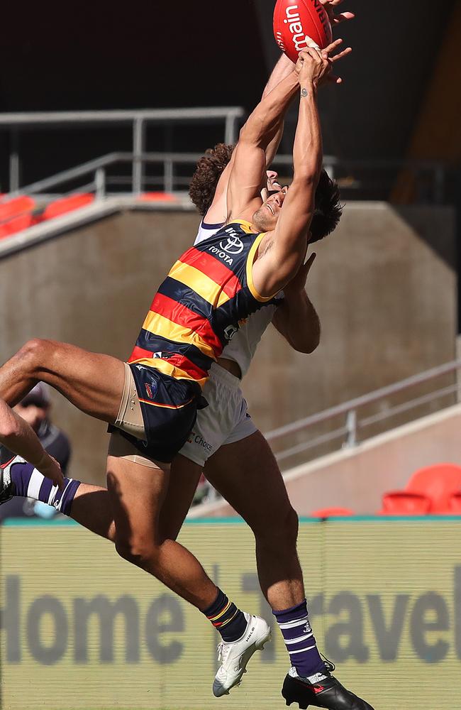 Shane McAdam isn’t afraid to fly for a screamer. Picture: Jono Searle (Getty)