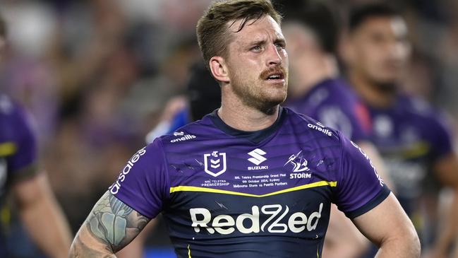 NRL 2024 GF Melbourne Storm v Penrith Panthers - Cameron Munster, Dejection . Picture: NRL Photos