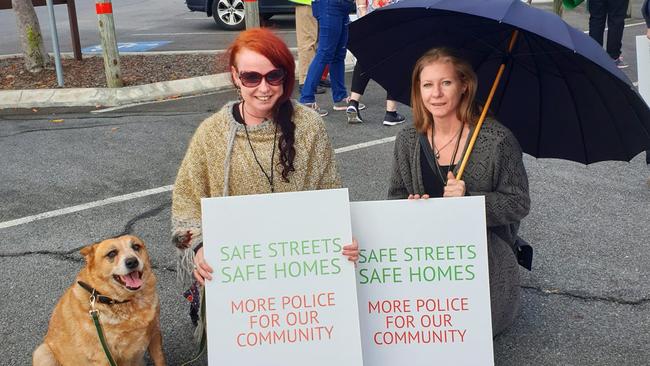 Marchers with their placards on Sunday at Bethania.