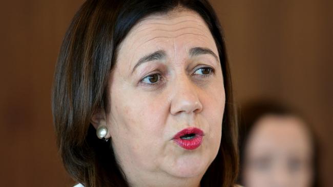 Premier Annastacia Palaszczuk at a media conference on Sunday. Picture: Steve Pohlner