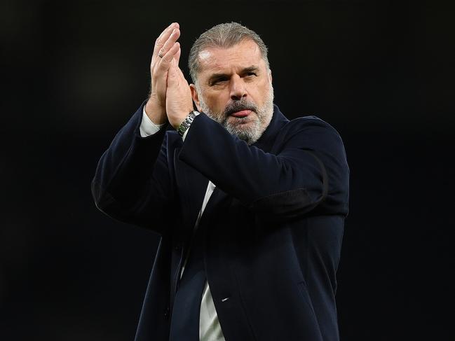 Ange Postecoglou thanks Tottenham’s fans after Spurs’ 2-0 win over Fulham. Picture: Justin Setterfield/Getty Images