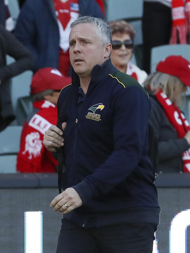 Departing Eagles coach Michael Godden is leaving the SANFL to join the Crows. Picture Sarah Reed