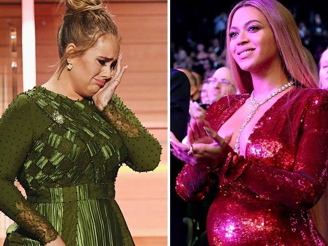 Grammy Awards 2017 .. Adele and Beyonce. Picture: Getty