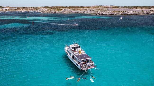 Guests cool off during the seafood outing with Rottnest Cruises.