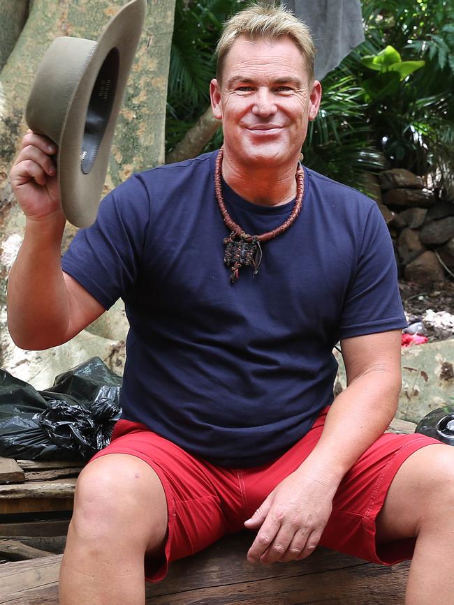 Shane Warne on ‘I’m a Celebrity’ in 2016. Picture: Channel 10