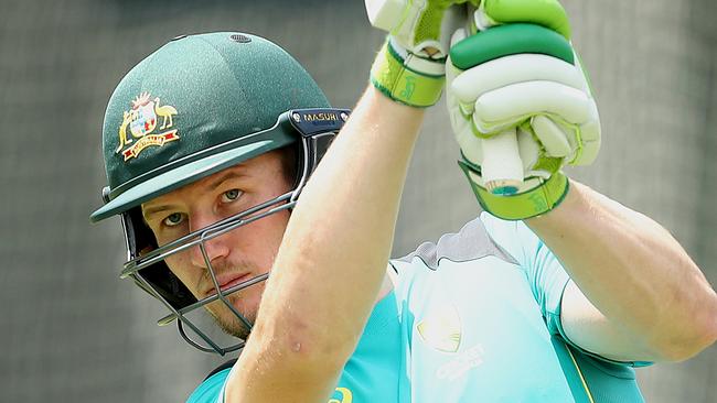 Cameron Bancroft in the nets at the Gabba ahead of the first Ashes Test.