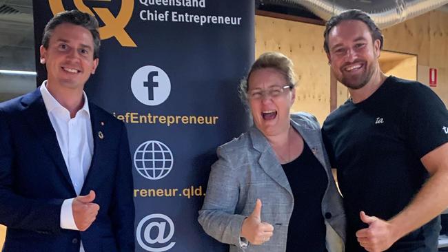 Craig OKane, Leanne Kemp and Shane Fixter at SparkPlug Impact economy Round 3. Picture: Teachers Australia